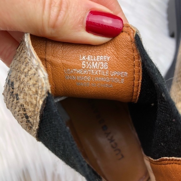 New Lucky Brand Ellerey Snake Print Lug Boots - Picture 8 of 12